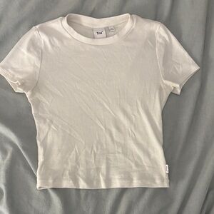 Aritzia TNA Ribbed Cropped Tee White